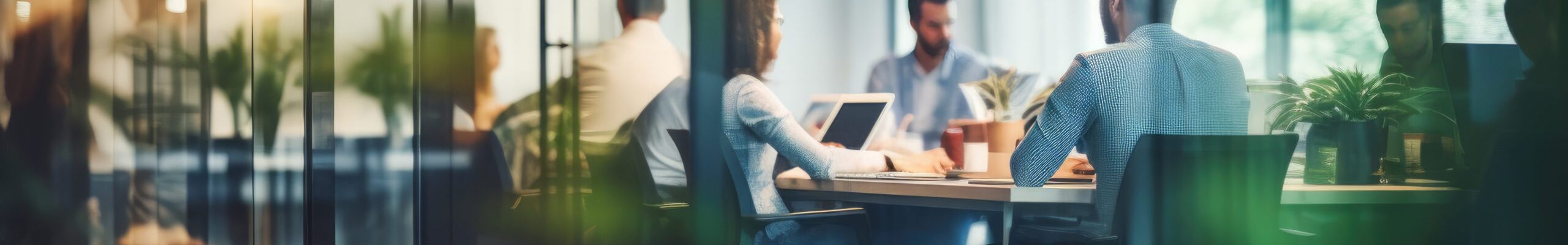 Business office with blurred people casual wear, with blurred bokeh background